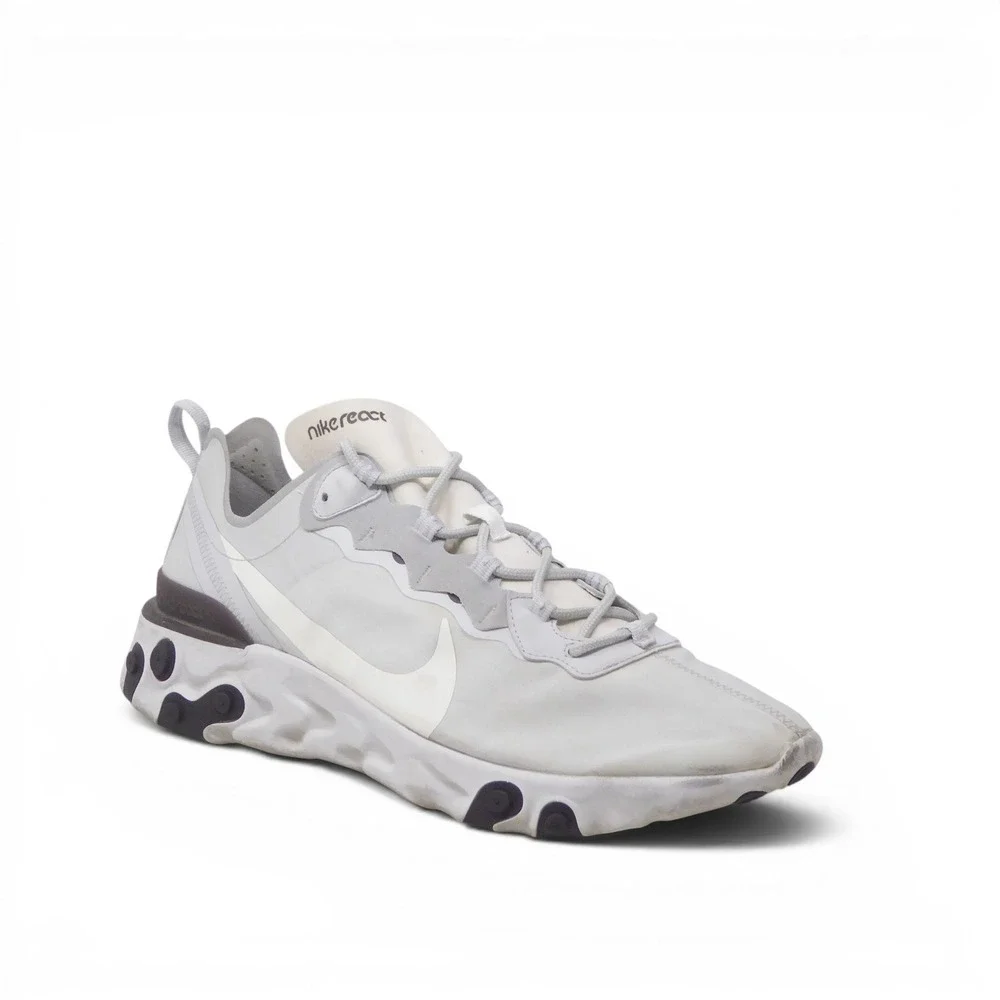 Nike Mens React Element 55 Pure Platinum Thunder Grey Running Shoes Size 13